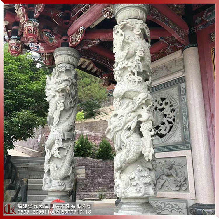 石雕盤龍柱圖片
