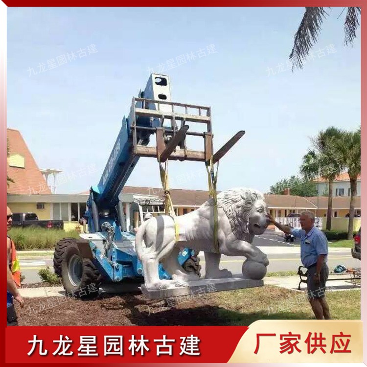 大理石歐式石獅子圖片